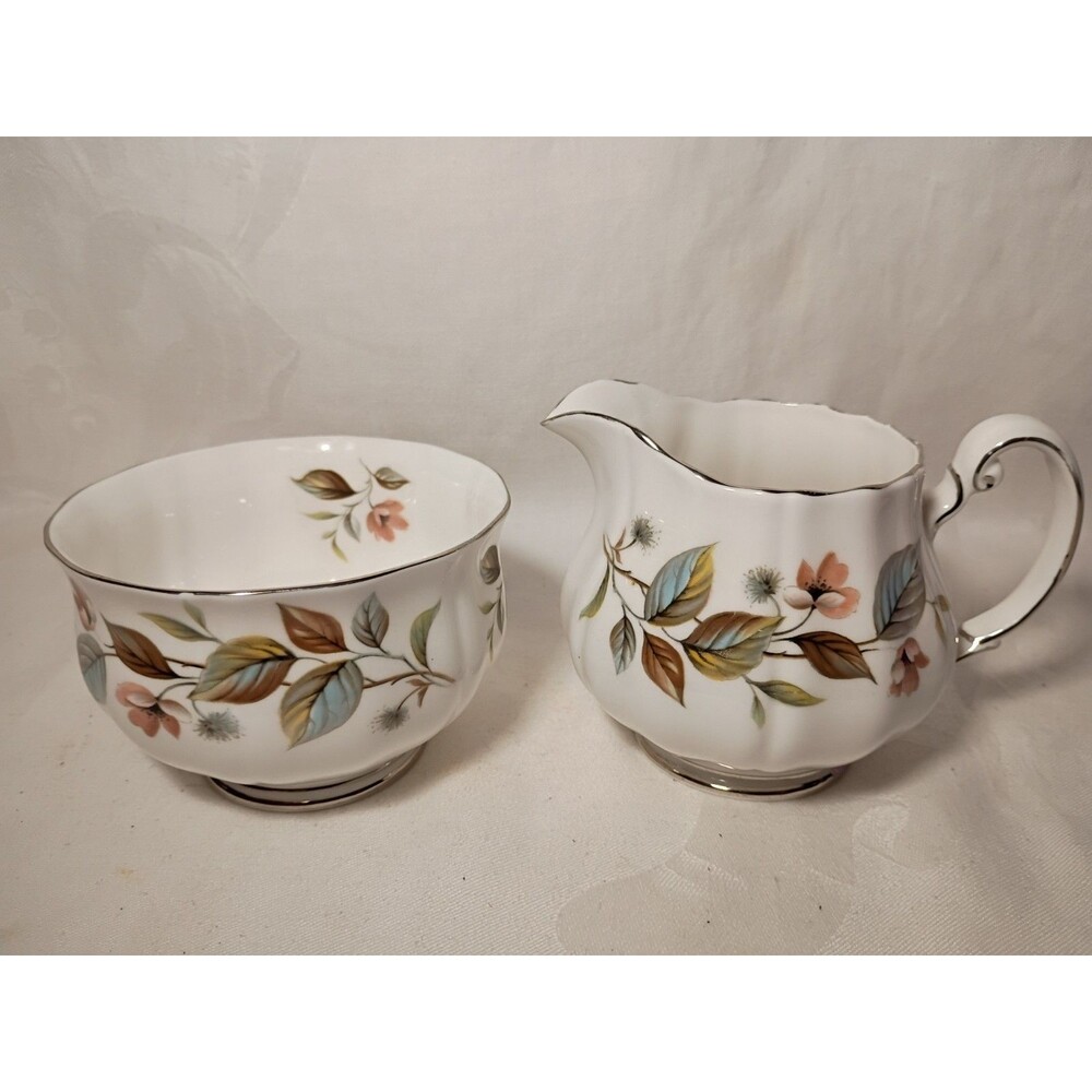 Vintage Royal Adderley Creamer & Open Sugar Bowl Matching Numbers Beechwood